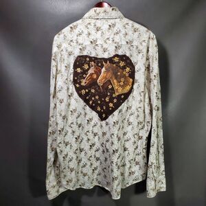 7 Diamonds Shirt Mens 3XL Western Floral AOP Horse Embroidery Rodeo Cowboy Pony
